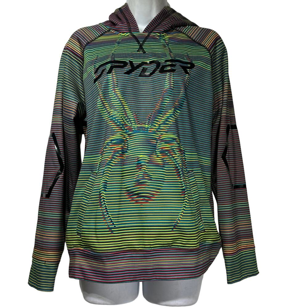 spyder neon green striped hoodie sweatshirt Size L